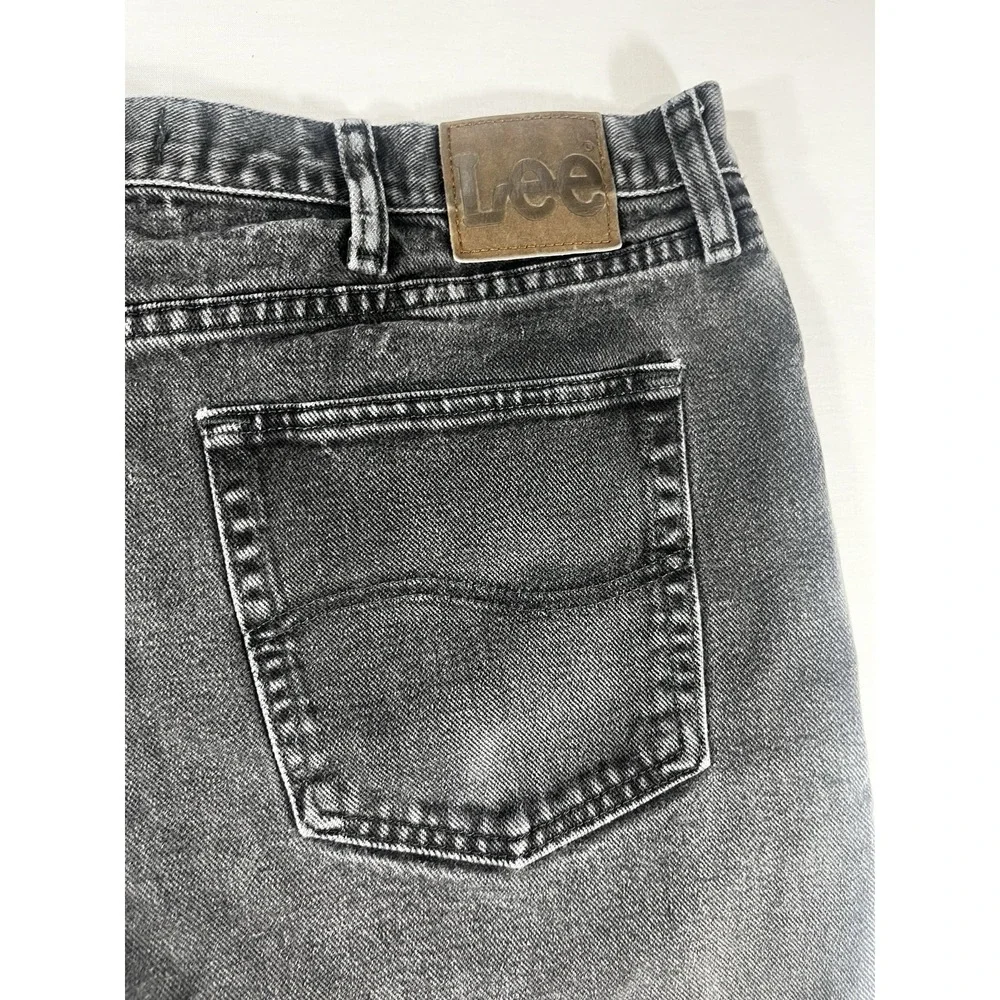 Lee Regular Fit Jeans Men's 38x29 Black Gray Denim Straight Leg 100% Cotton